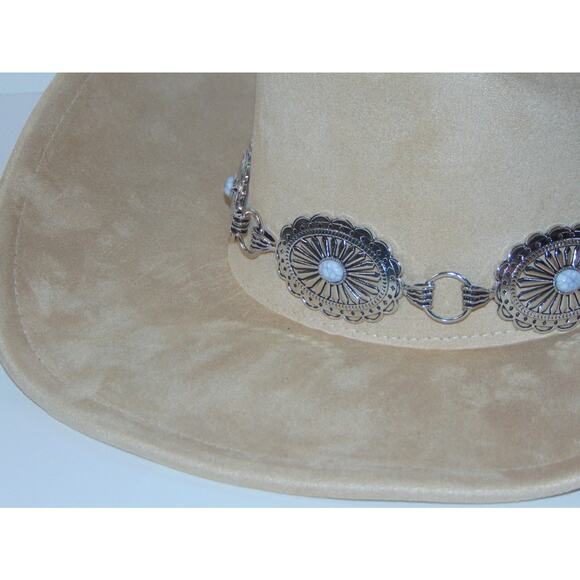 Illuma Womens Western Cowboy Hat Tan Buckskin Silver Concho Stone Band OS NWT main image 10